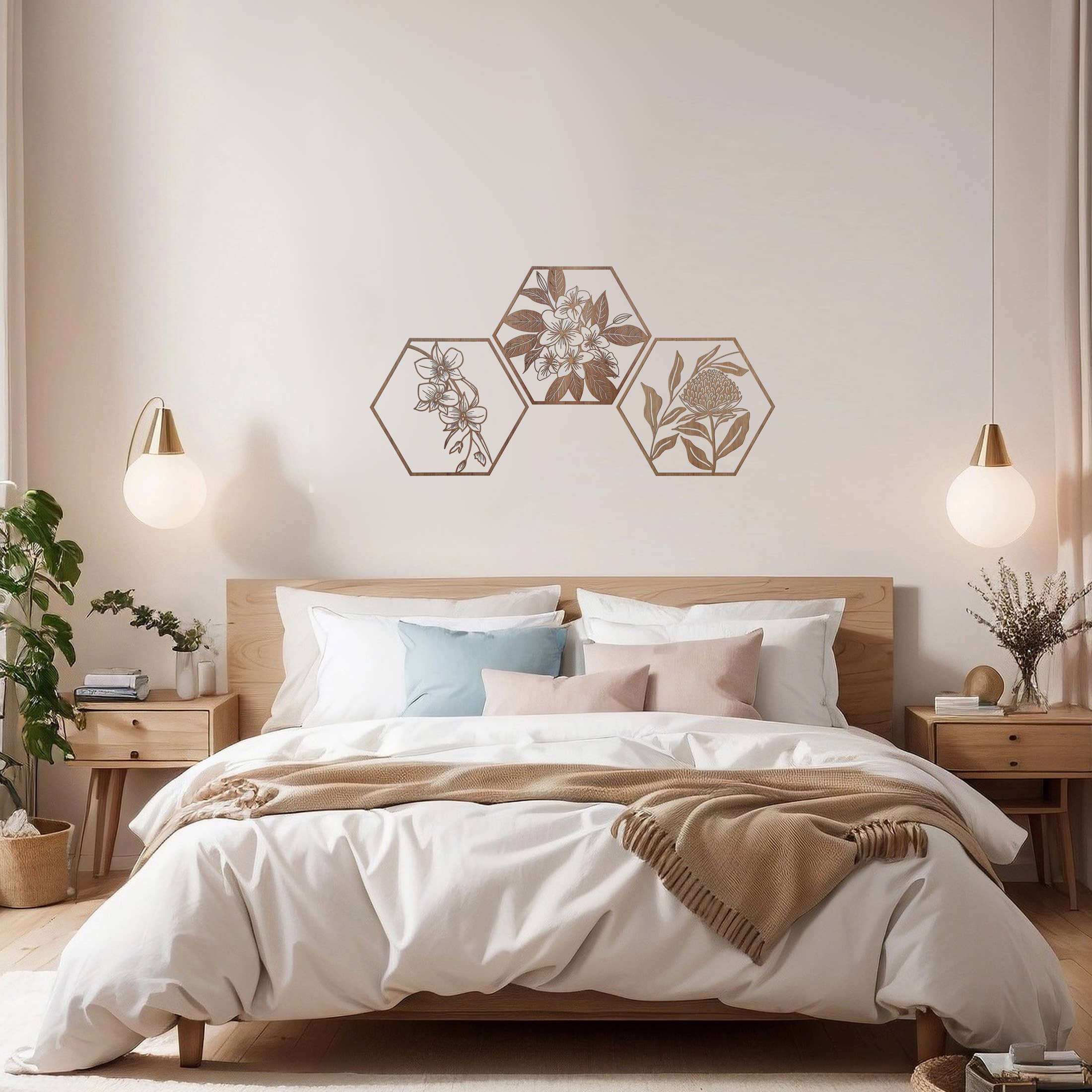 Straya Art - Vente Décoration murale - Art mural hexagonal Waratah2