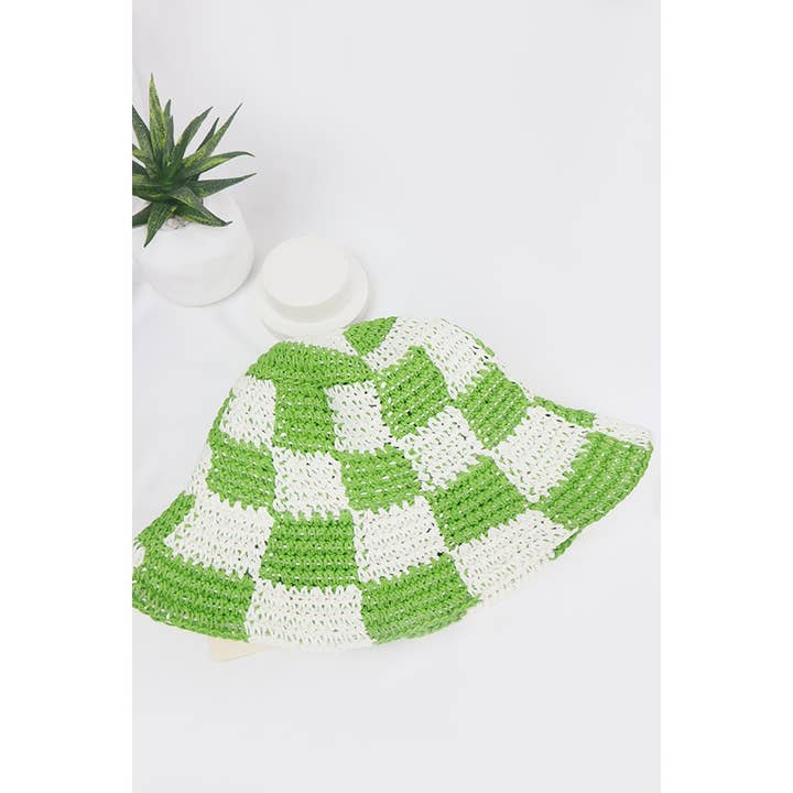 Love and Repeat - Wholesale Bucket Hat - Women's - Crochet Checker Bucket Hat8