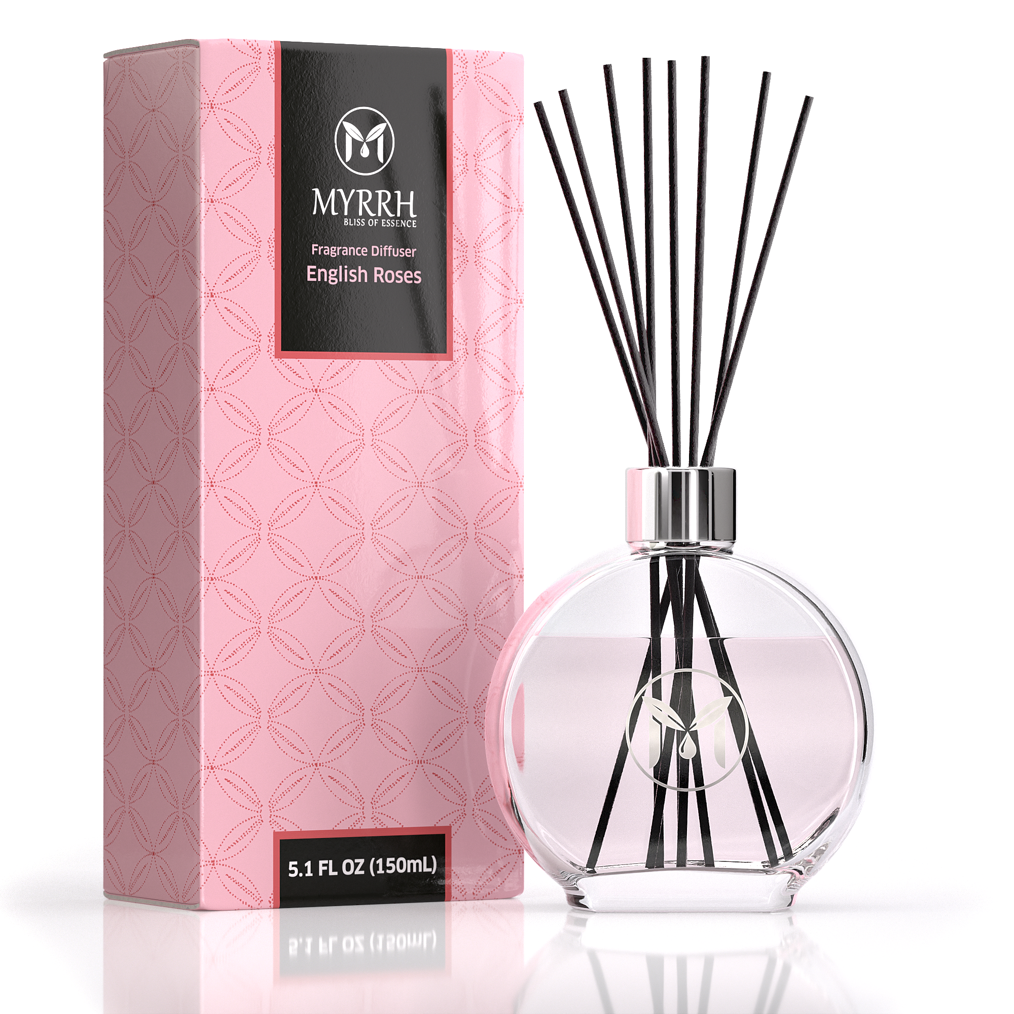 MyrrhUSA - Wholesale Reed Diffuser - English Roses Reed Diffuser Set with 8 Rattan Sticks2