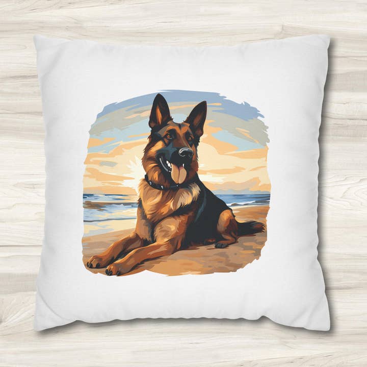 Coussin double face pour chien Coussin profilé en forme de berger allemand pour la vente par Seaside Serenity