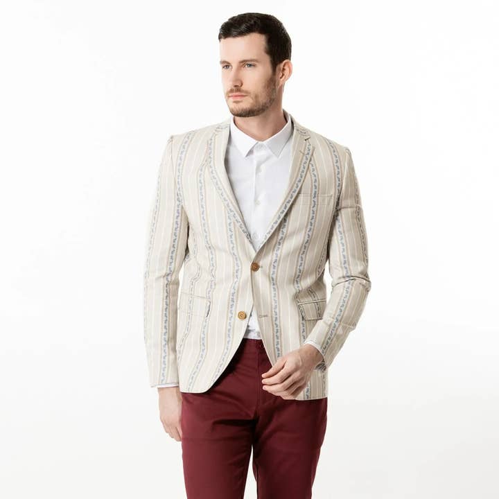 Slim Fit Blazer cremeweiß gemustert für den Großhandel von Lodevole
