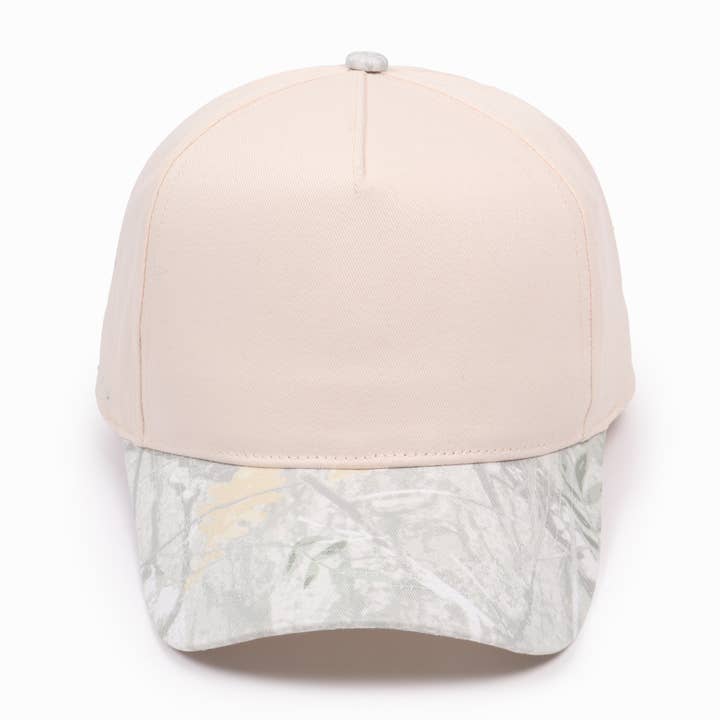 CAMO Print Brim 5 Panel Cotton Baseball Cap for wholesale by David And Young