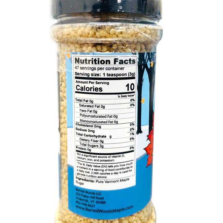 Barred Woods Maple - Wholesale Sugar/Sweetener - Pure Vermont Maple Sprinkles Crunch - 5 oz Shaker Jar