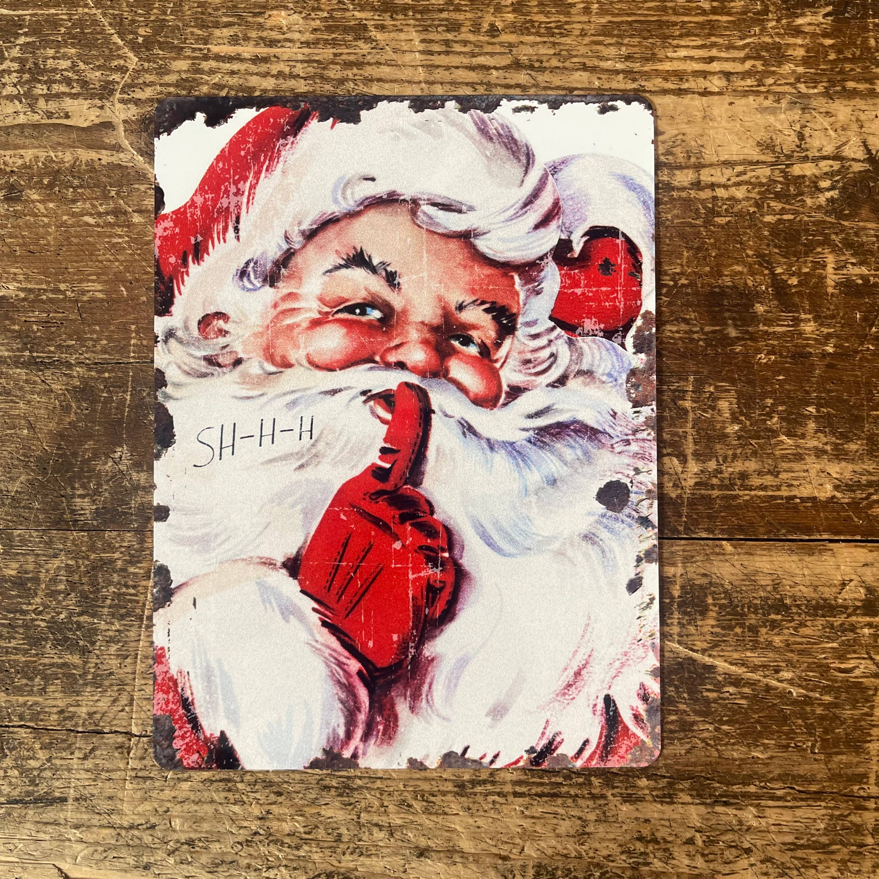 The British Metal Signs Company – Engroshandel Julekunst til væggen – Vintage julemand Shhhh - metal skilt til væg i vintage stil2