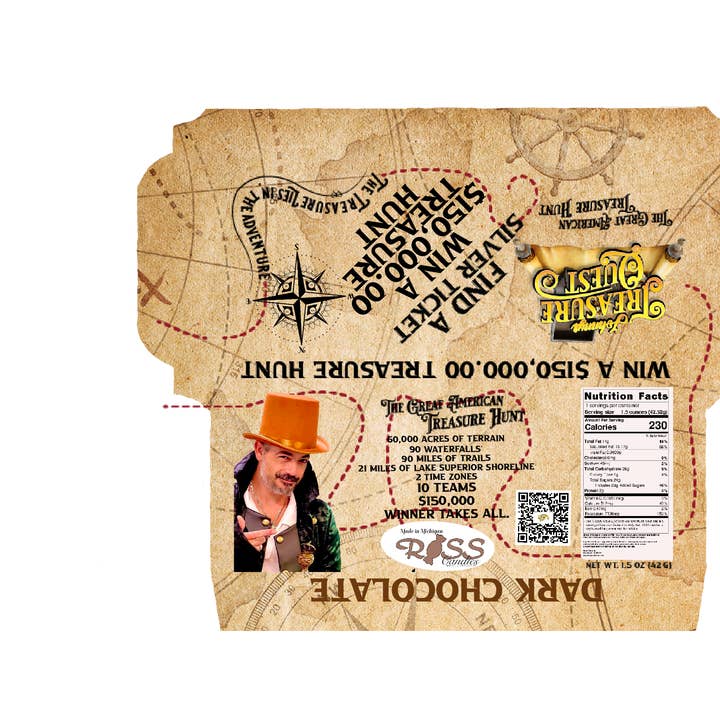 Johnnys Treasure Quest - Wholesale Chocolate Bar - JTQ. Silver Ticket Great American Treasure Chocolate Bar
