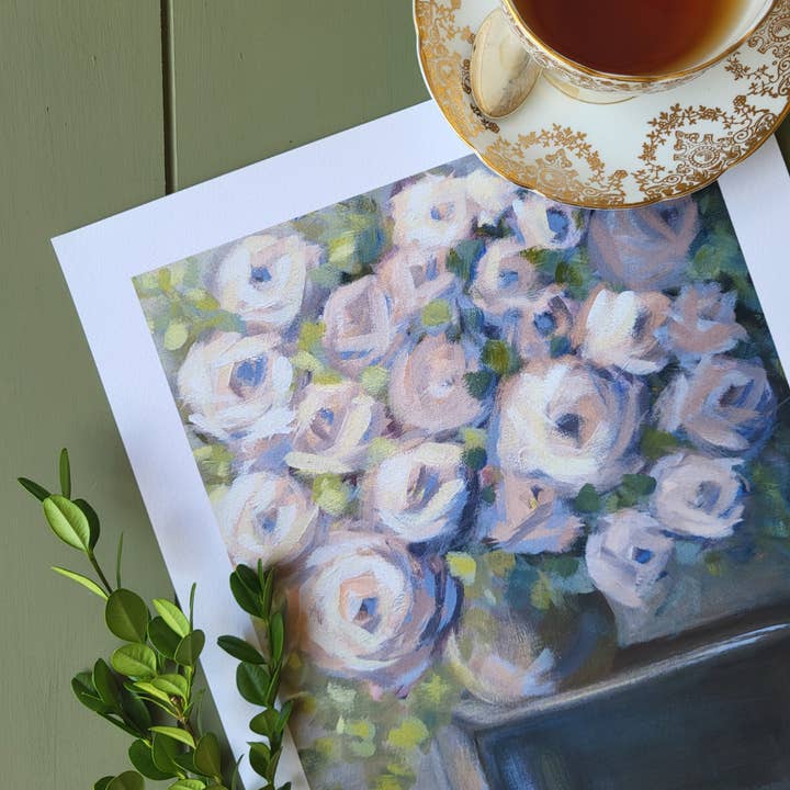Flower Shop "Vintage Roses" Print for wholesale by Glass Muriel