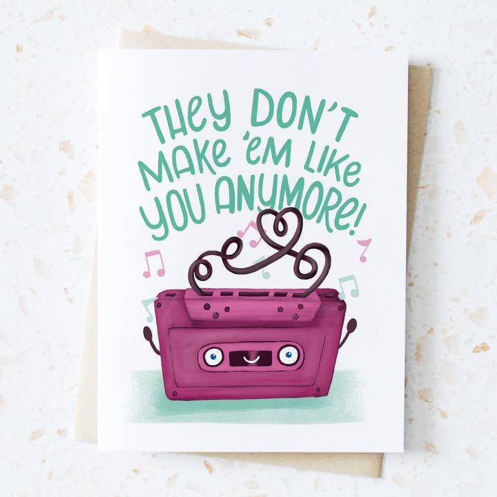 Retro Cassette Tape Friendship Card for wholesale by Hop & Flop