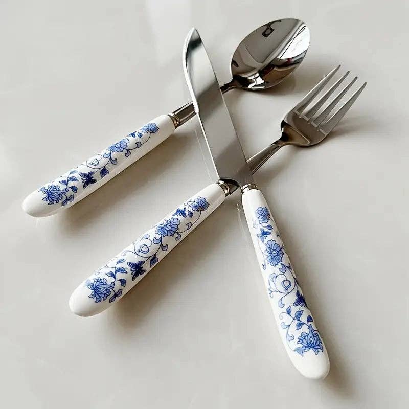 Huis Van Merken - Wholesale Assorti bestekset - Bloemrijk Keramisch Handvat Messen Set - Roestvrijstalen Keukengerei3