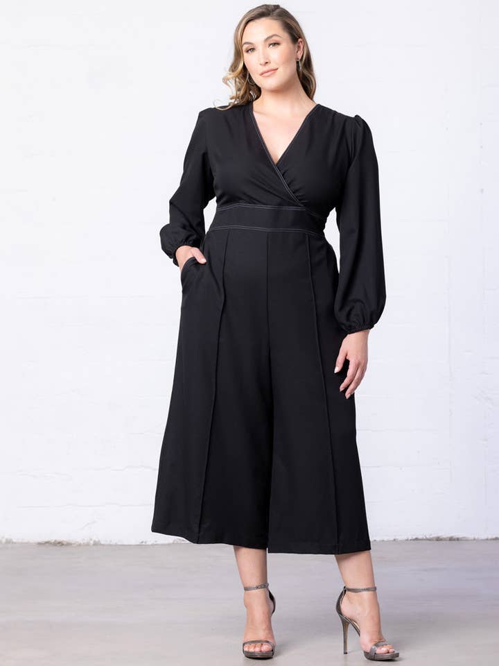 Macacão largo Tessa Cropped - Tamanho Plus por atacado de Kiyonna