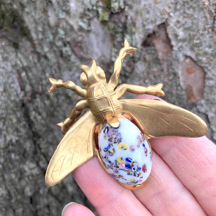 joeyfivecents - Wholesale Brooch - Brooch - vintage brass insect, vintage glass bug
