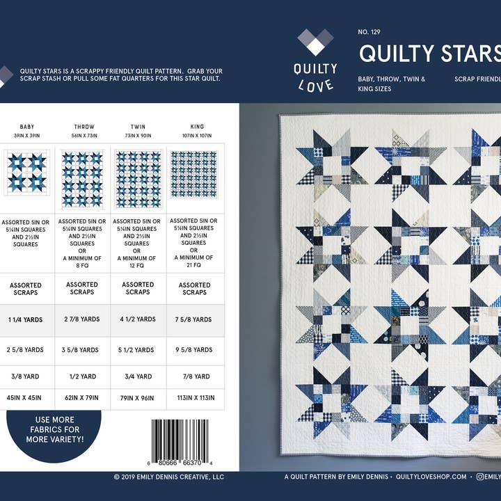 Quilty Love - Wholesale Knutselnaai-set - Quilty Stars papieren quiltpatroon1