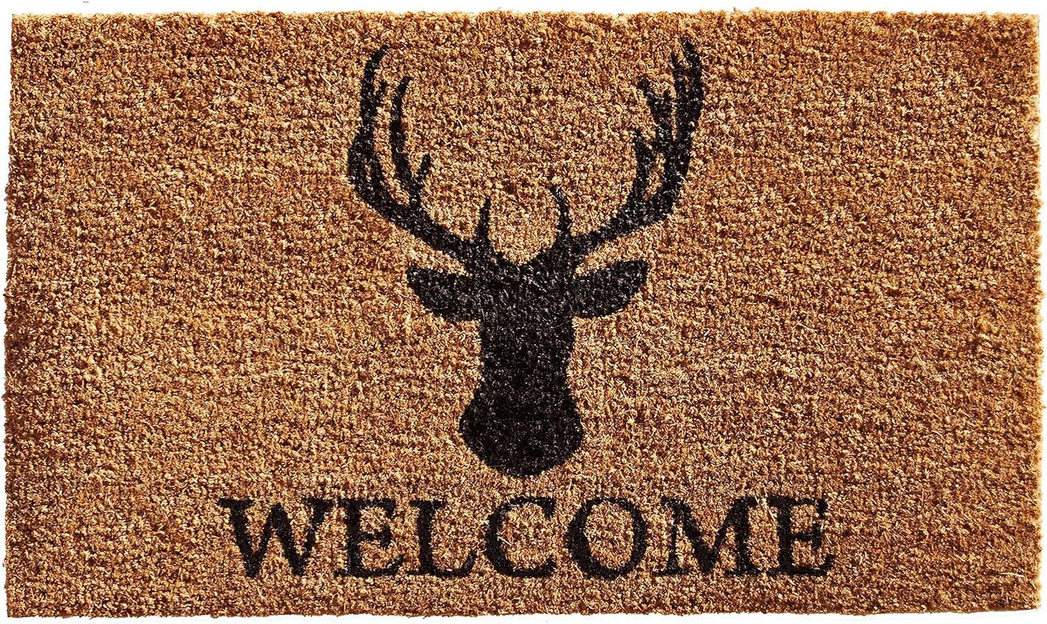 HomeRoots – wholesale Dörrmatta – 24 ”X36" naturlig och svart Coir Stag Welcome utomhusdörrmatta1