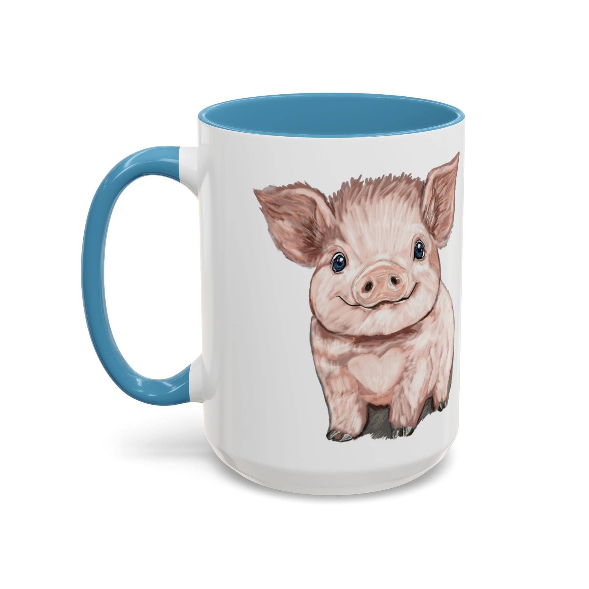 Blue Cava - Wholesale Coffee Mug - Adorable Piglet Two Tone Ceramic Mug - 11 oz & 15 oz33