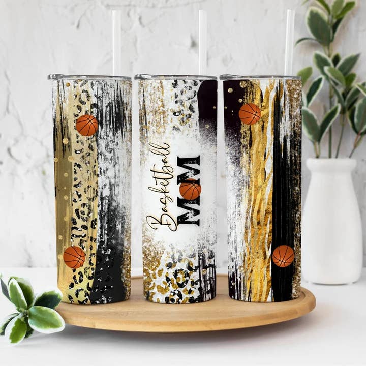 Basketball Mom Black Gold Leopard #2 | Tumbler for wholesale by Designs by Robyn