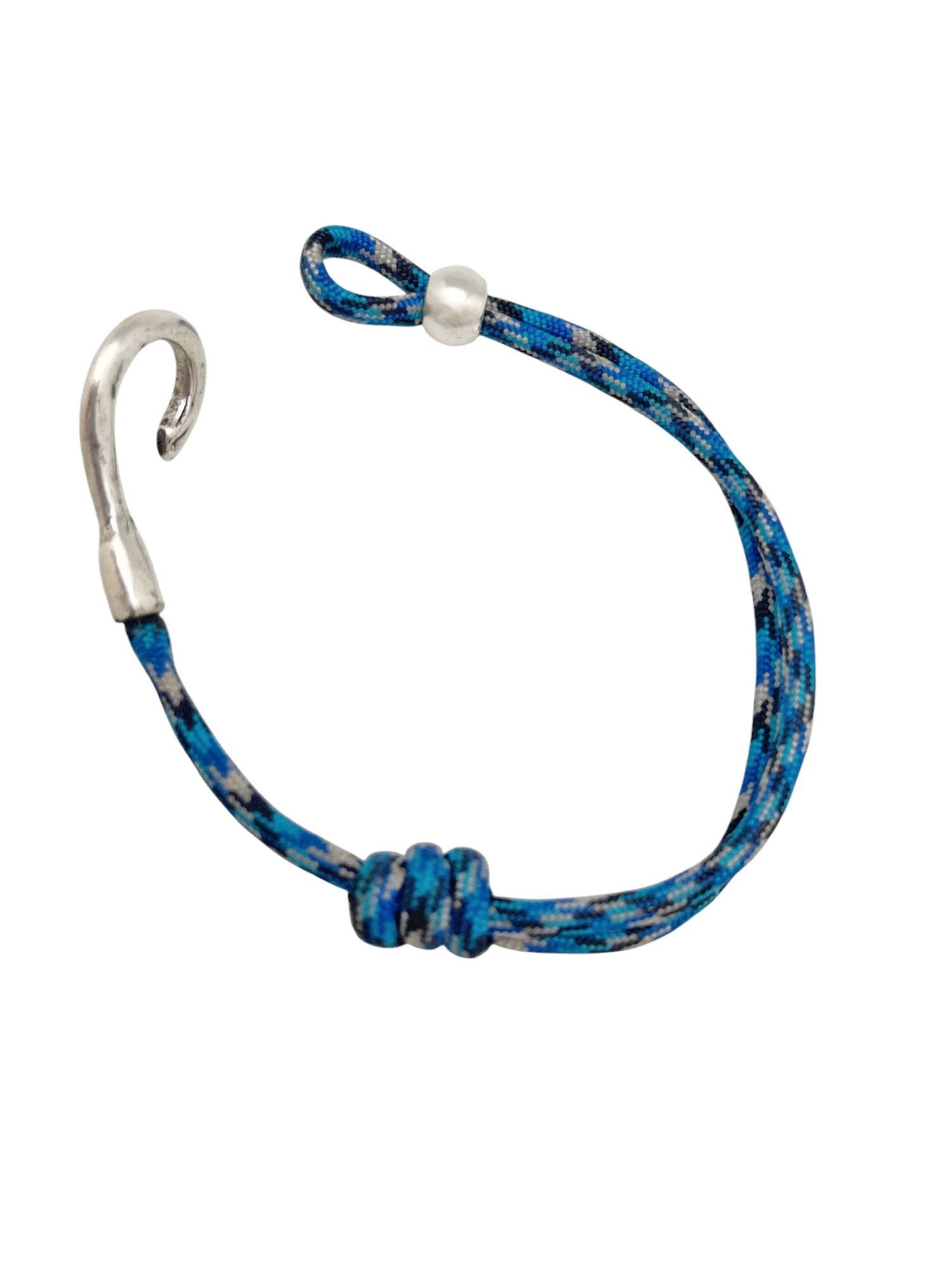 Gloria Mago - Vente Bracelet tissé/tressé - Bracelet en paracorde bleu marbré avec fermoir crochet en argent4