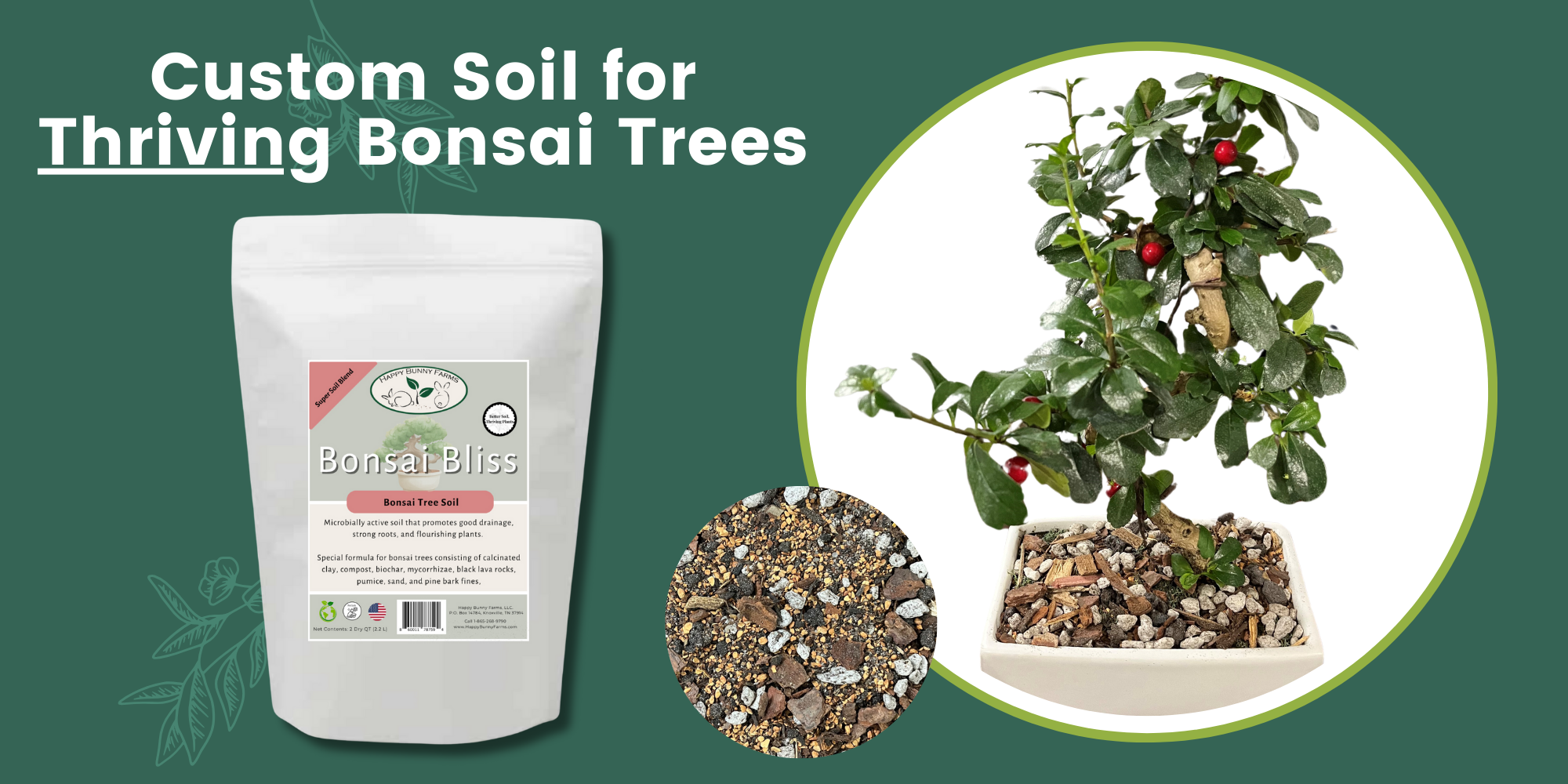 Happy Bunny Farms - Vendita all'ingrosso Terriccio per piante/vasi - Terriccio Premium Bonsai Bliss per Alberi Bonsai, 2QT4