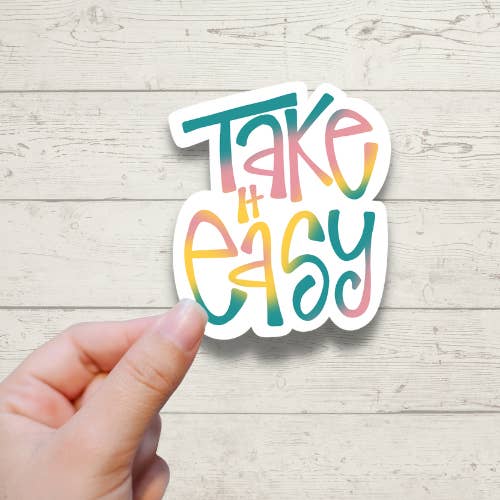 'Take It Easy' handgeletterde motiverende stickers voor wholesale door Forest Crafts