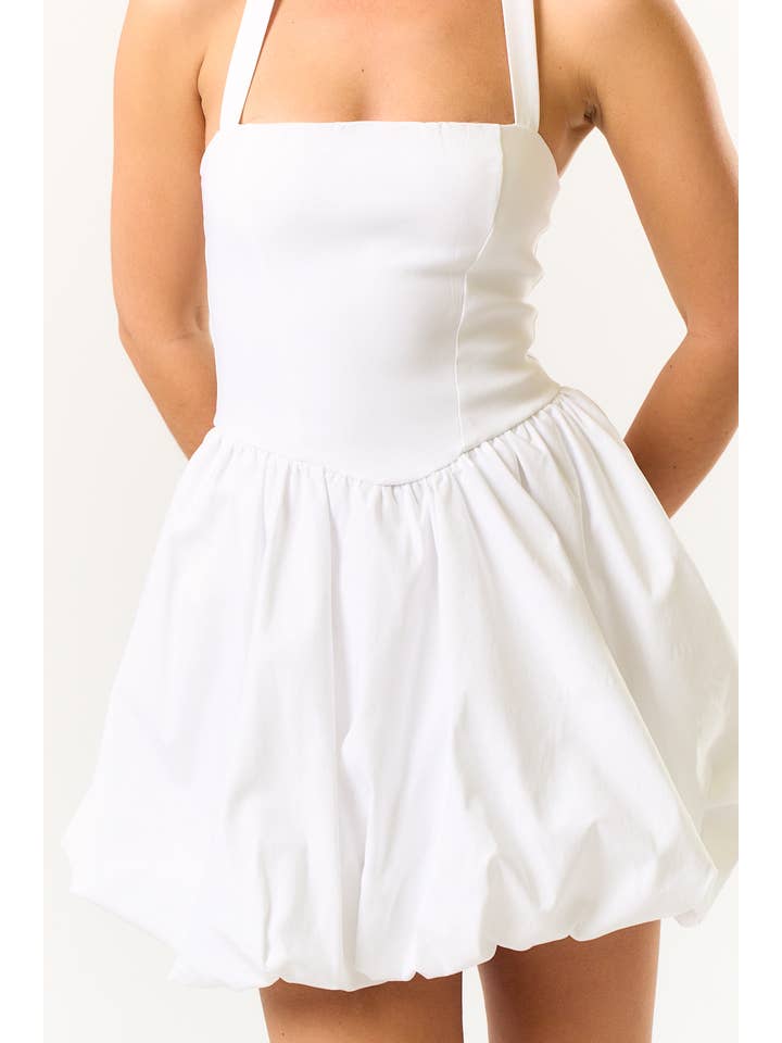 Blue Blush - Wholesale Dress - Women's - BD25753 MINI HALTER BUBBLE HEM DRESS