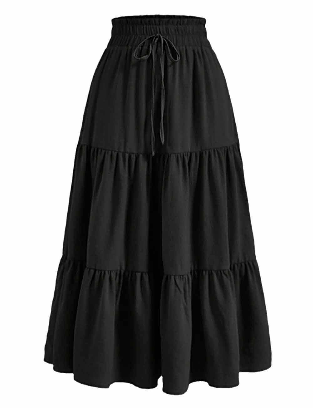 Sweetkama - Wholesale Skirt - Women's - Ladies Boho Elastic Waist Ruched Drawstring Skirt31