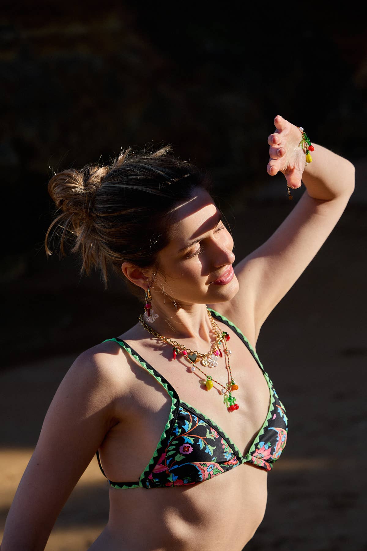 Pêche dorée - Wholesale Two Piece Swimsuit - Women's - Adjustable triangle bikini with floral design22