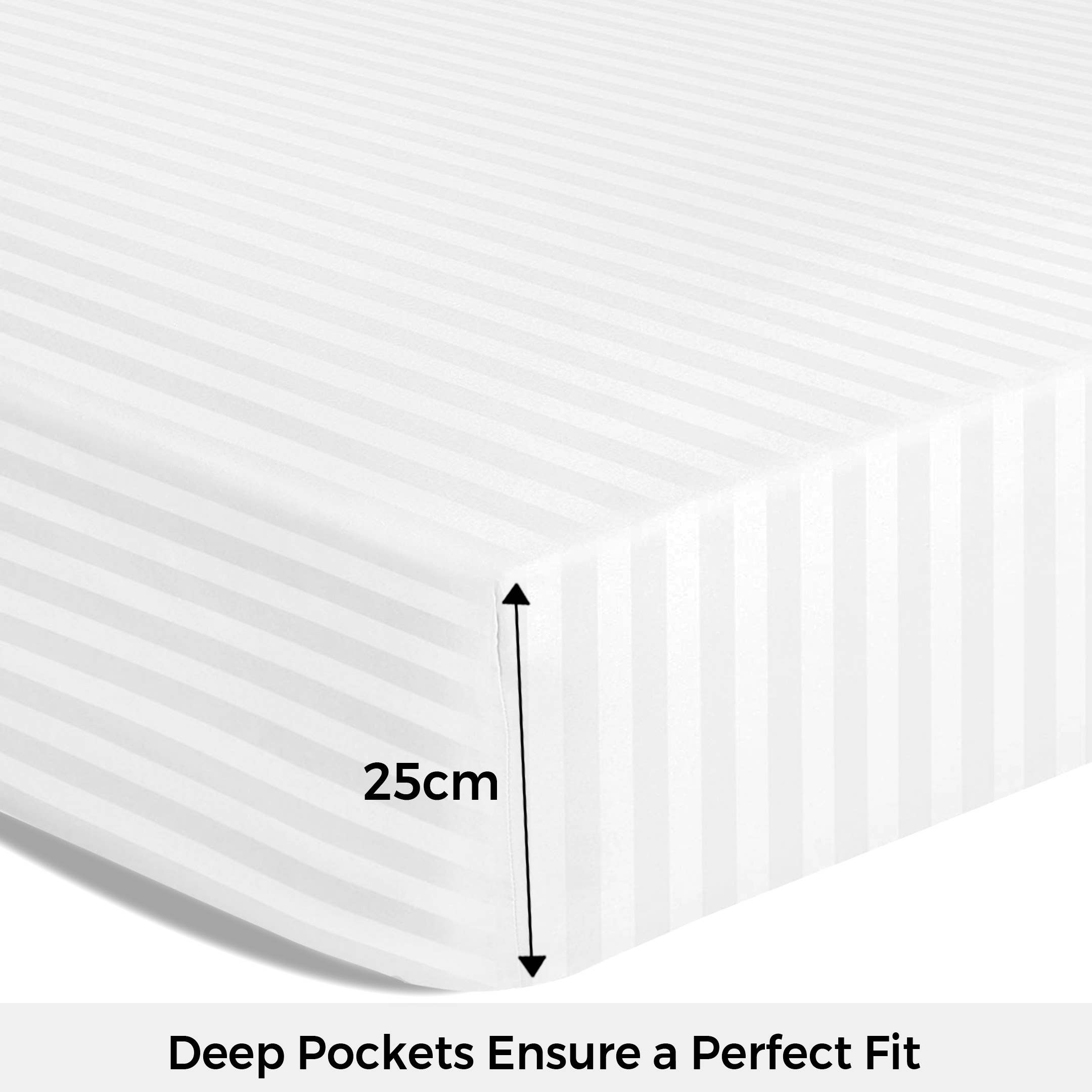 Cotton Passion - Wholesale Fitted Sheet - Satin Stripe Deep Pocket Fitted Sheets Deep Up to 25cm25