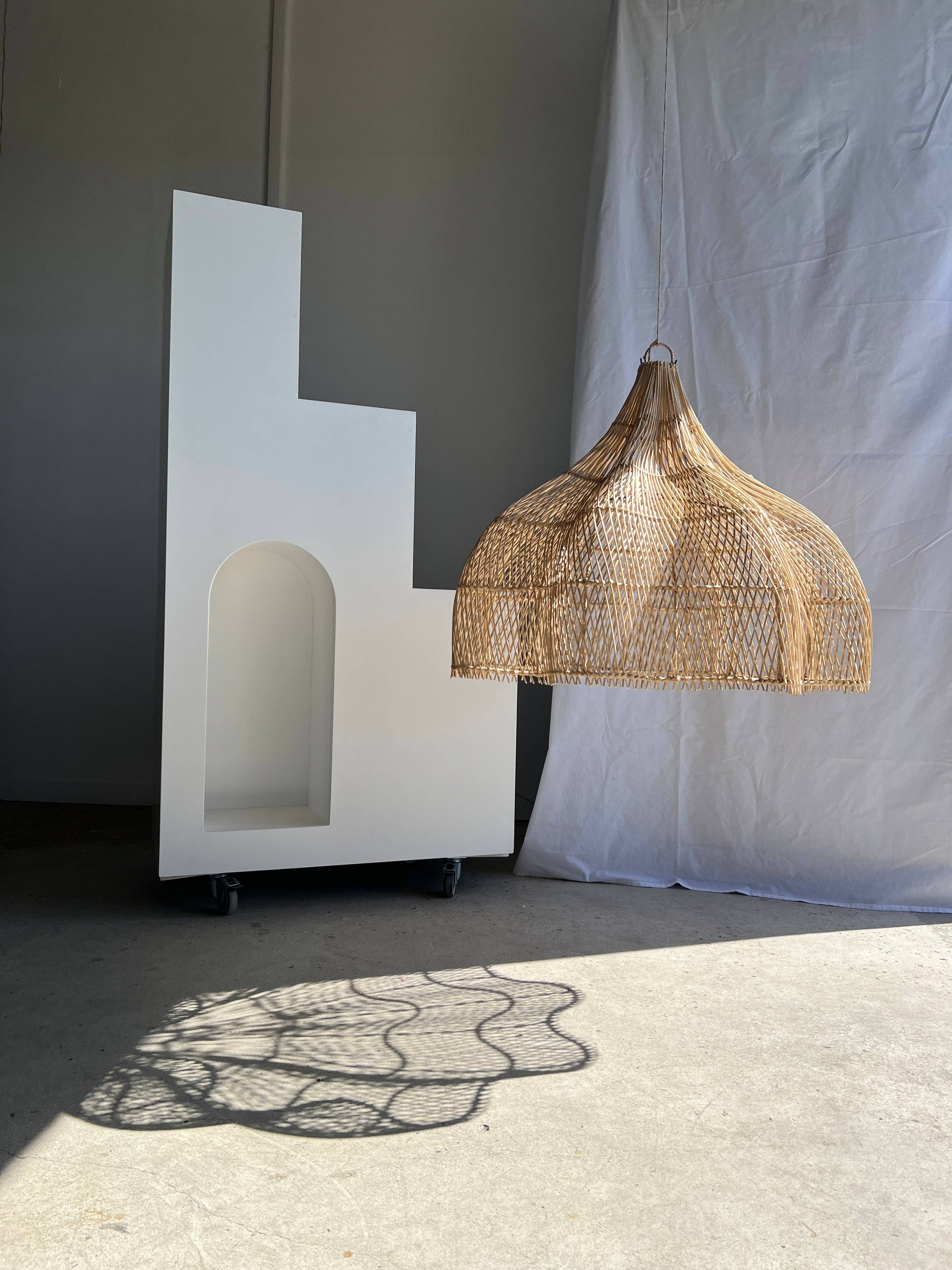 Office Objets - Wholesale Chandelier/Hanging Light - Pendant light, flower-shaped rattan fixture, tulip, corolla H:80cm D80cm12