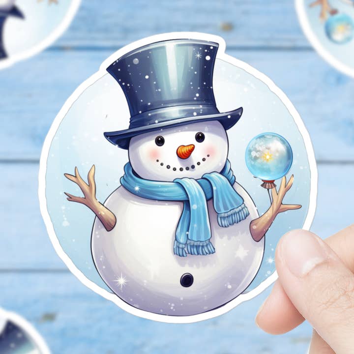 Snemand holder krystalkugle-klistermærke for engroshandel hos Mystical Clarity