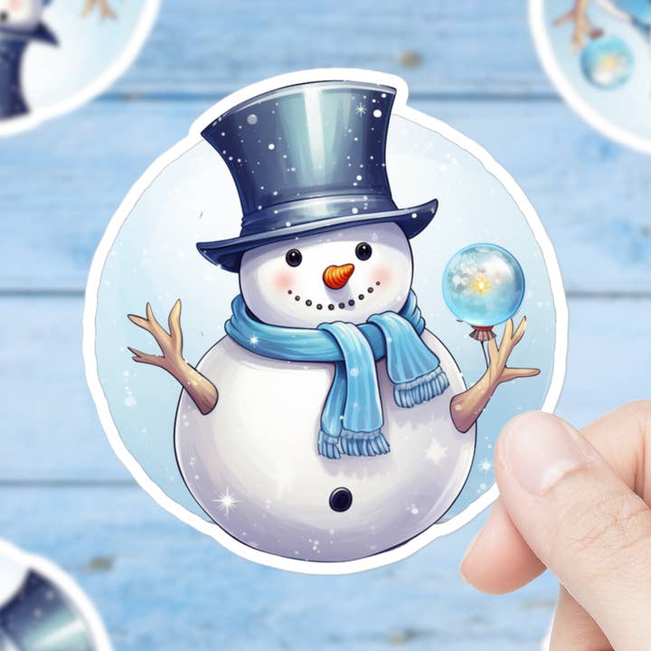 Sticker met kristallen bol met sneeuwpop voor wholesale door Mystical Clarity