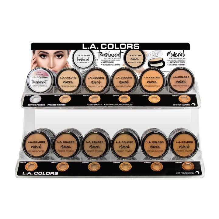 PINEAPPLE Beauty - Wholesale Makeup Setting Spray/Powder - LA Colors CAD96.1 Mineral Pressed Powder Display Set