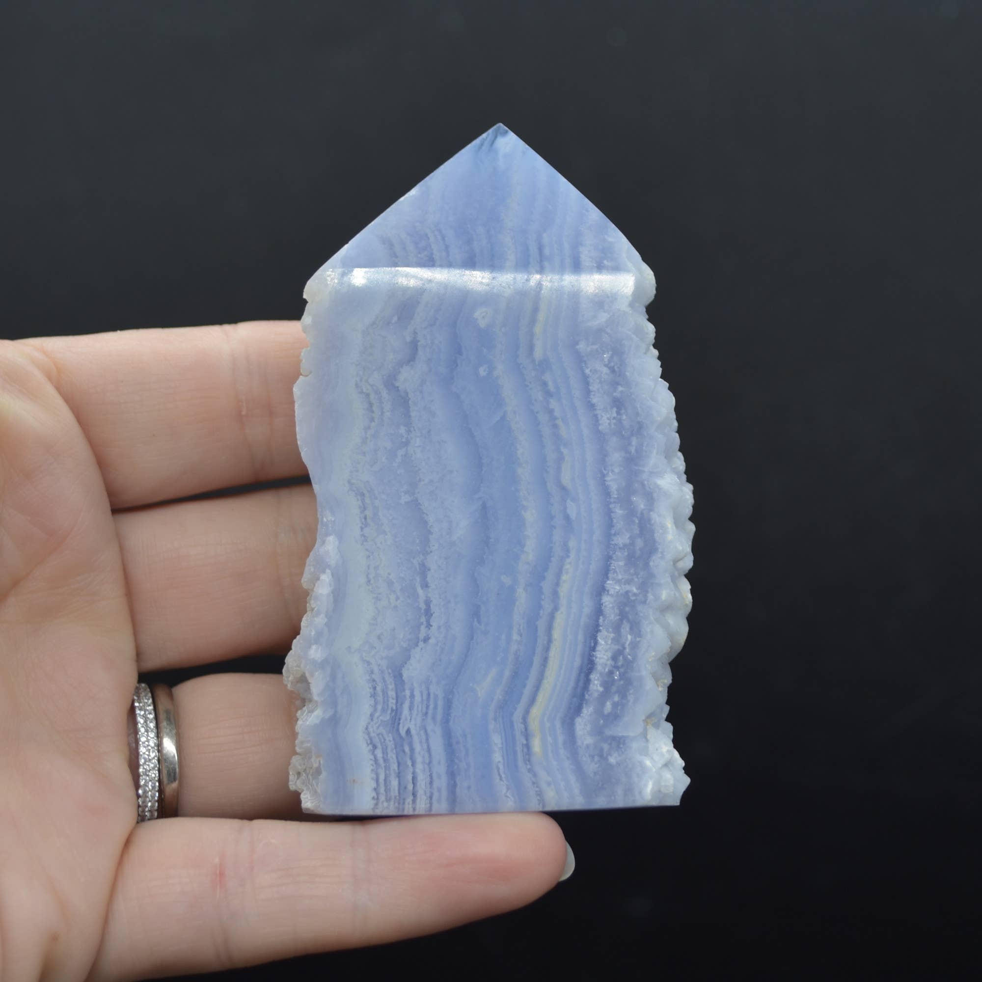 Blue Lace Agate Tower Point Slice - 8 cm#71 for wholesale on Faire1