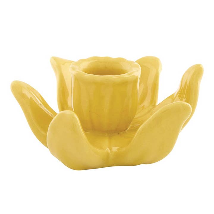Yellow Blossom Taper Candle Holder for wholesale by 47th & Main (Creative Brands)
