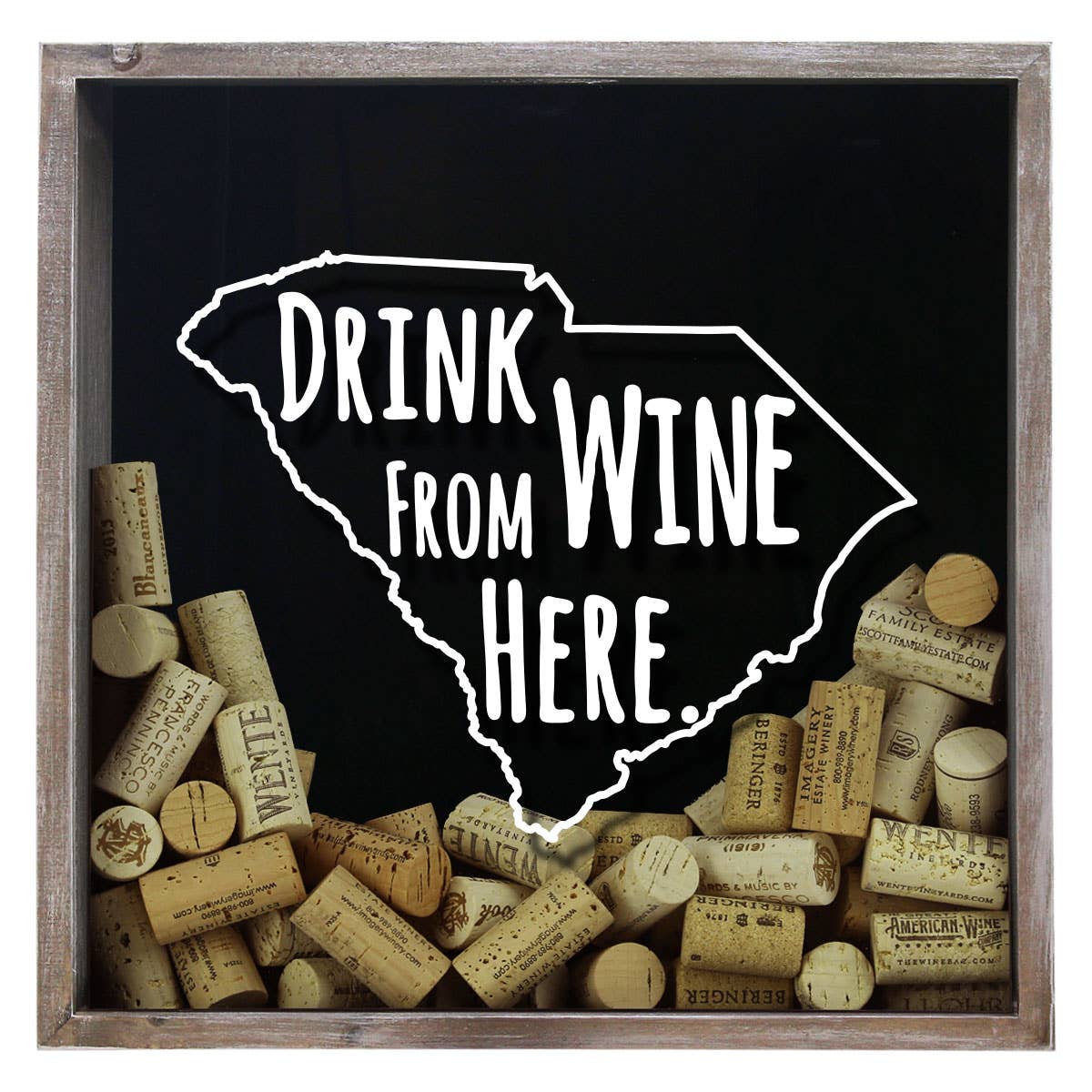 Torched Products - Wholesale Sign - Drink Wine From Here Beer Cap Shadow Box - Farmhouse Antique38
