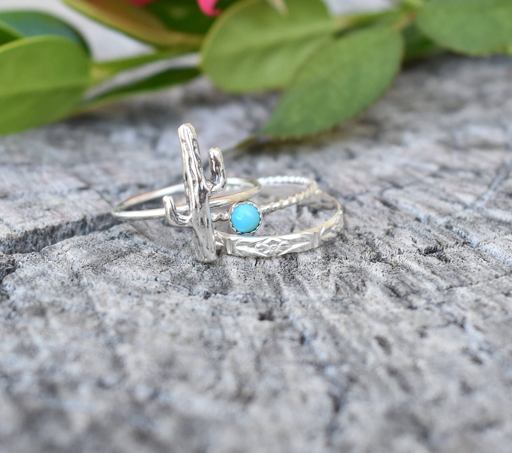 A Wild Violet – Großhandel Einzelstein-/Solitär-Ring – Türkis-Saguaro-Kaktus-Ring-Set5