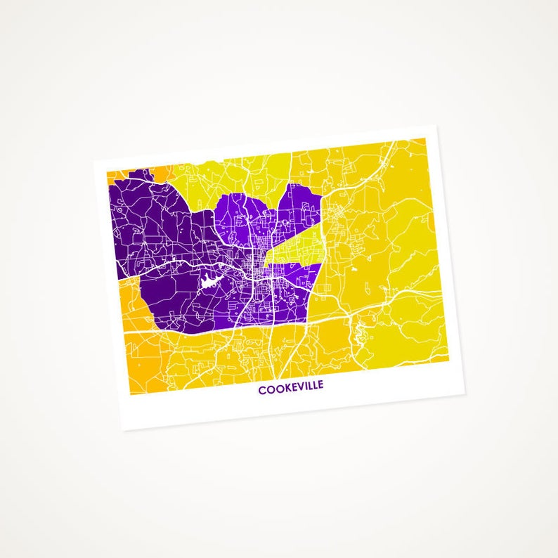 Juanita's Adventures - Wholesale Art Print - Juanitas Cookeville Map Print0