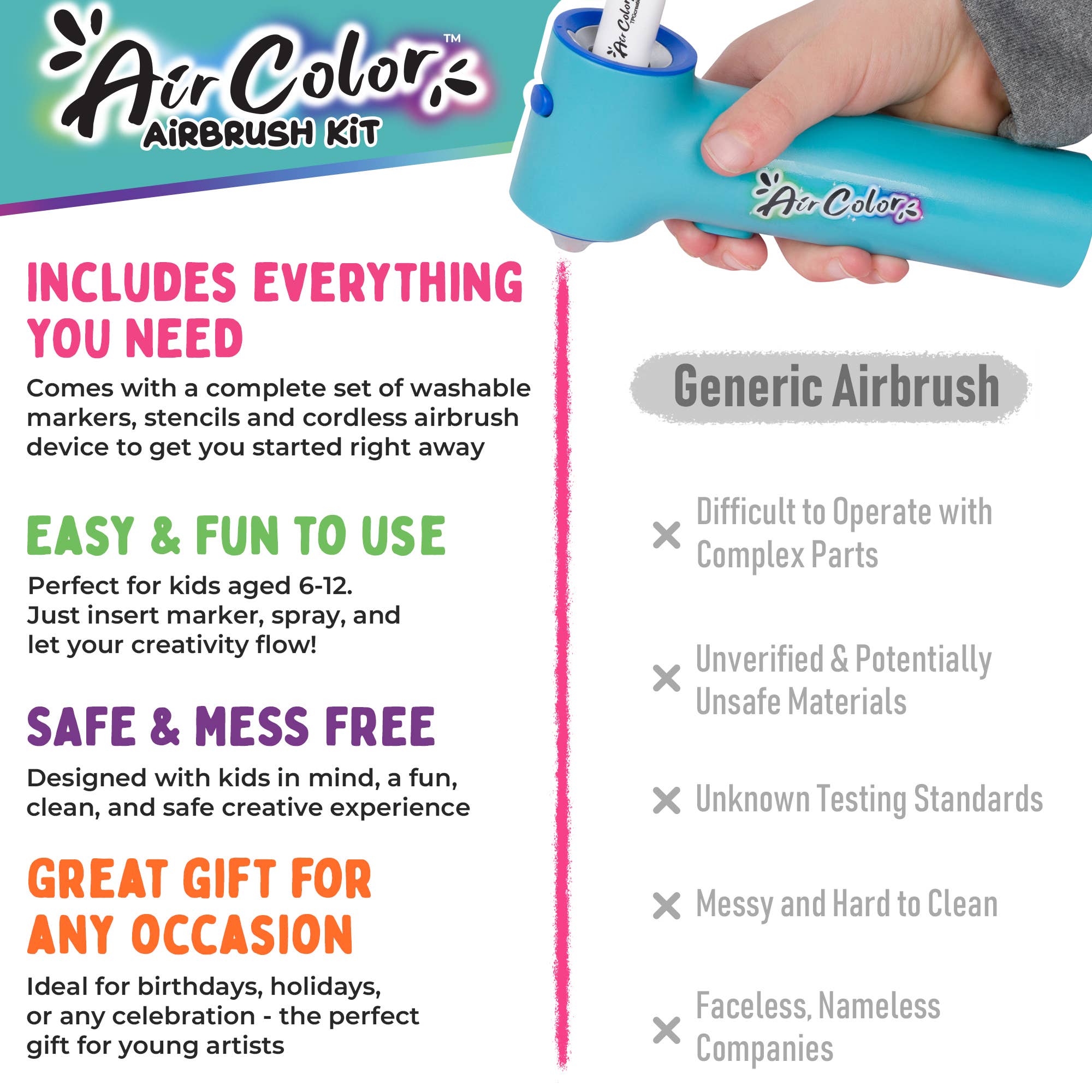 TPG Creations / The Pencil Grip - Wholesale Art Set - Kids & Baby - Aircolor Airbrush Kit (includes Markers & Stencils) TPG-49013