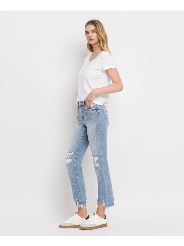 Handy HIGH RISE LIGHT WASH CROP FLARE JEANS LV1003 for wholesale on Faire8