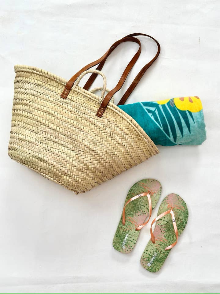 Panier de marché français tissé à la main – Sac de plage d'été pour la vente par Twins Basket
