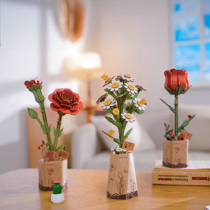 Hands Craft - Wholesale DIY Craft Kit - 3D Wooden Flower Puzzle: Chamomile