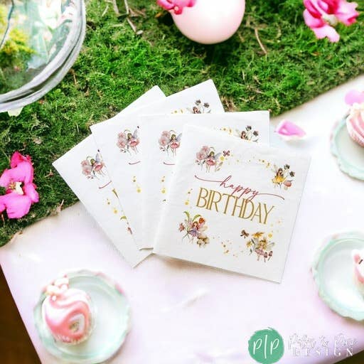 Palm to Pine Design - Wholesale Disposable Napkin - Fairy Birthday Napkins, Fairy Garden Party Tableware Girls6