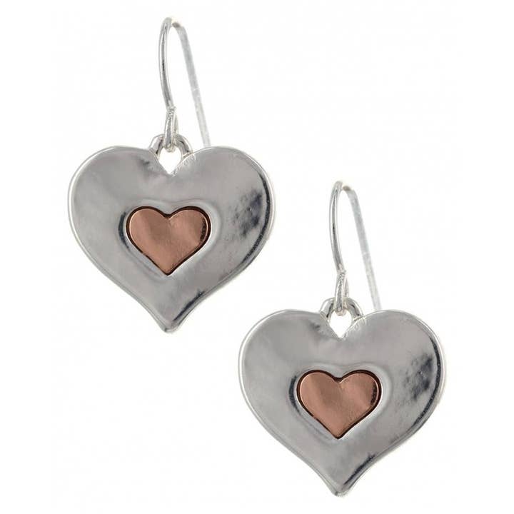 FR2317 Silver_Rose guld Hjärta Kärlek Metall Dinglande Örhängen för wholesale av 0011 PREMIERE