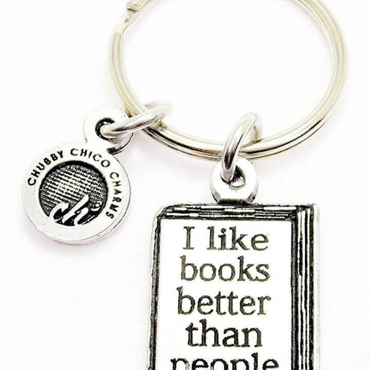Chubby Chico Charms - Wholesale Keychain - Women's - I Like Books Better Than People Key Chain Book Lover Reader