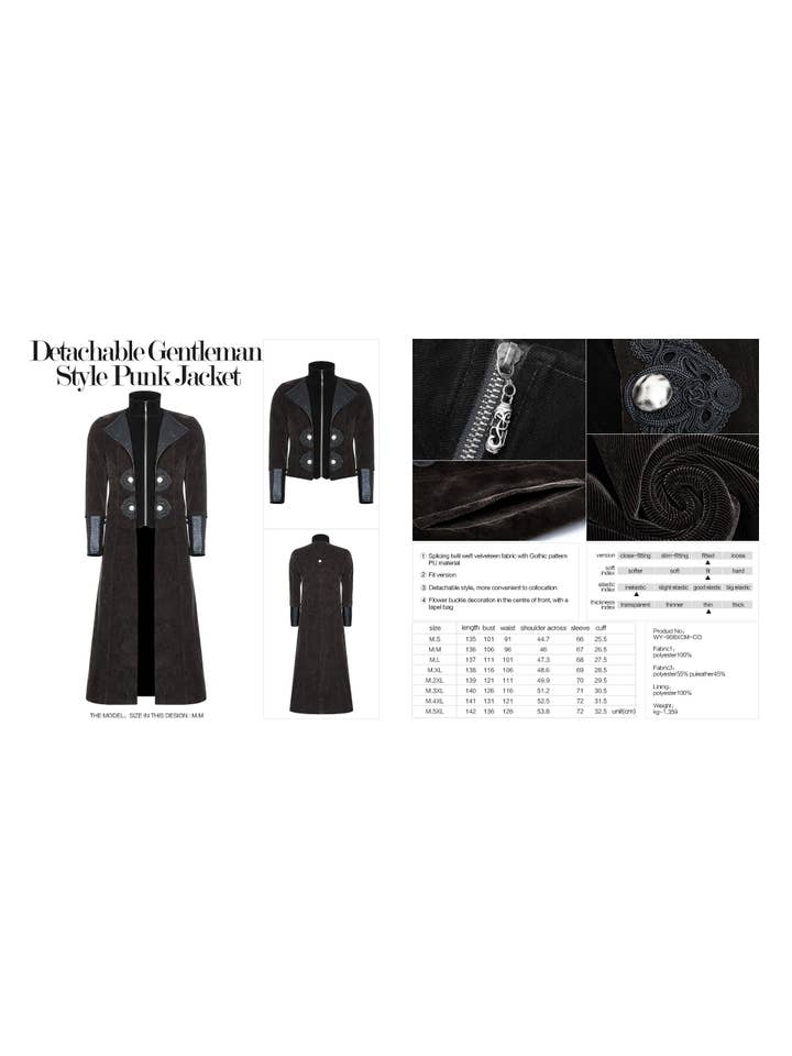 Brun Aftagelig Gentleman stil punk jakke for engroshandel på Faire6