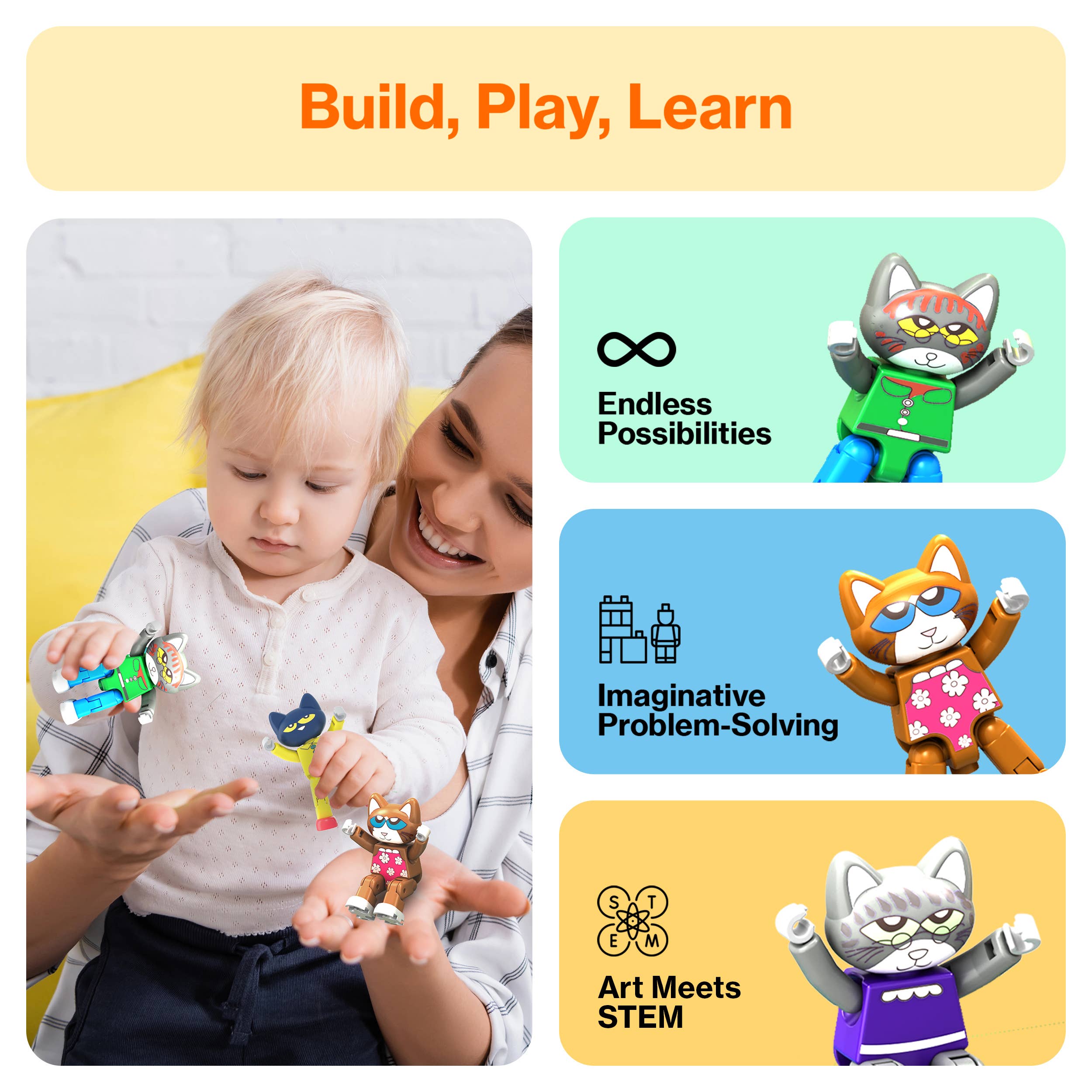 PicassoTiles - Wholesale Building Set - Kids - PicassoTiles 6pc Pete The Cat Magnetic Tile Characters3