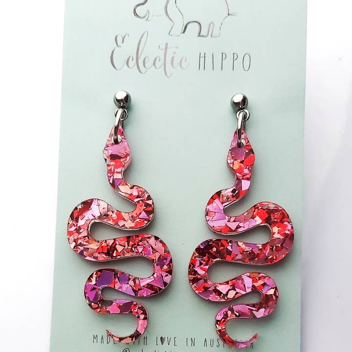 PINK CRUSH PRETTY PYTHON DANGLES (small) for wholesale on Faire0
