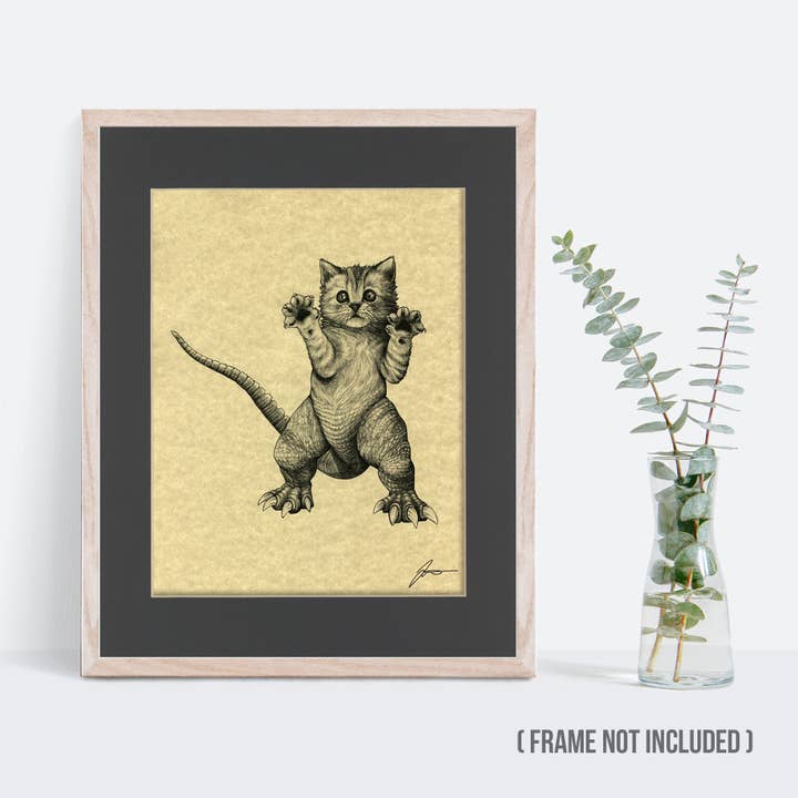 Whatif Creations - Wholesale Art Print - Pawzilla 11x14" Parchment Print1