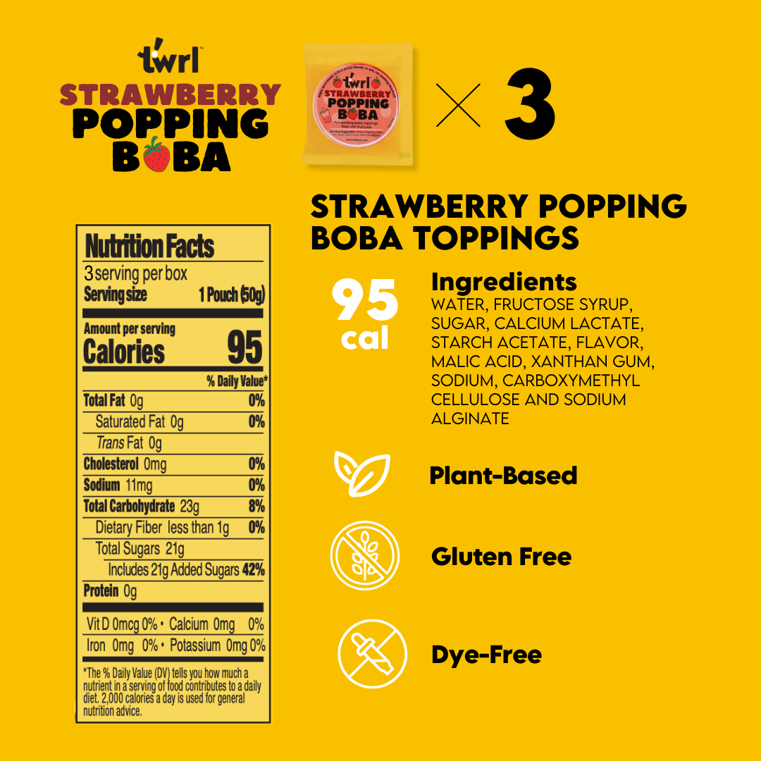 Twrl Milk Tea - Vente Préparation pour boisson - Pack de 3 perles de fraise éclatantes avec pailles3