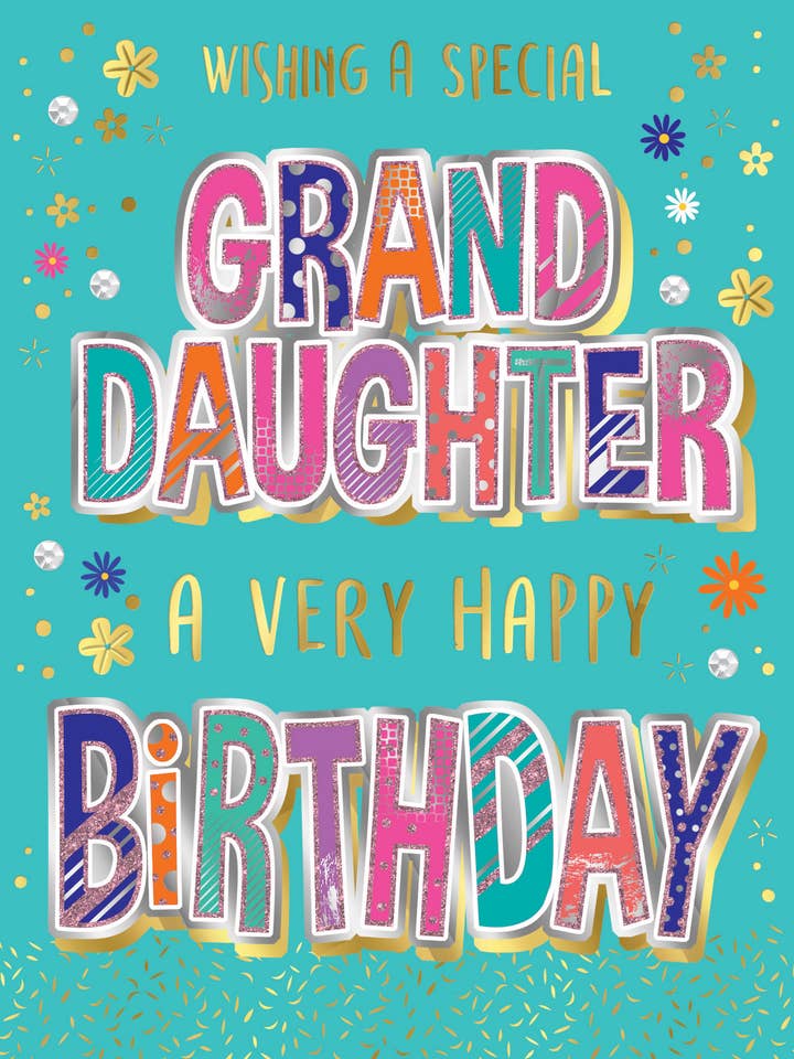 Birthday Card, Granddaughter, Flowers On Aqua for wholesale by Piccadilly Greetings