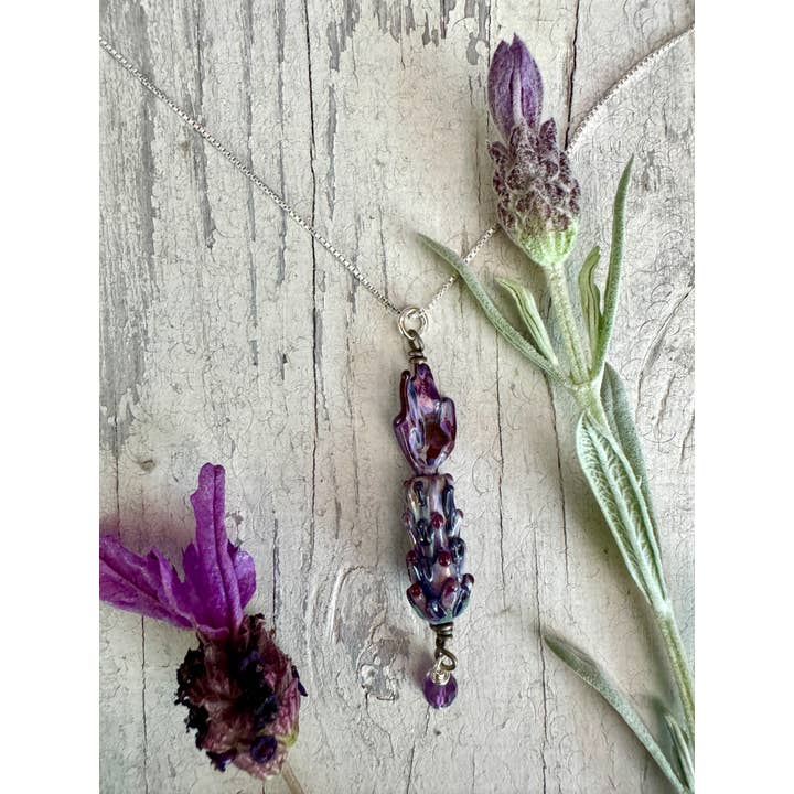 Lavender Beads - Wholesale Pendant/Charm Necklace - Spanish Lavender Glass Bead Pendant 3