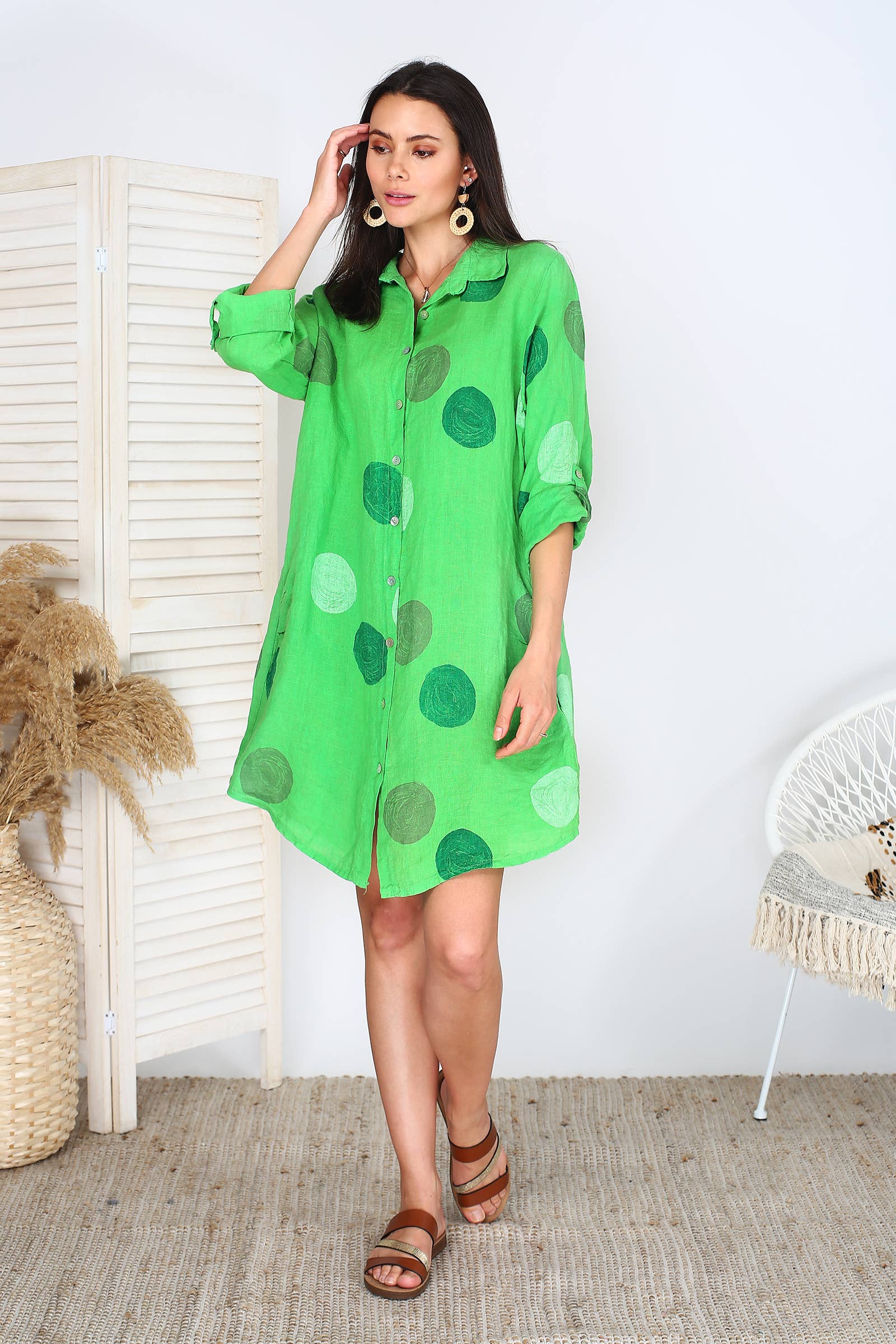 ORNELLA PARIS – Großhandel Kleid – Damen – LEL-R197A Leinenkleid2