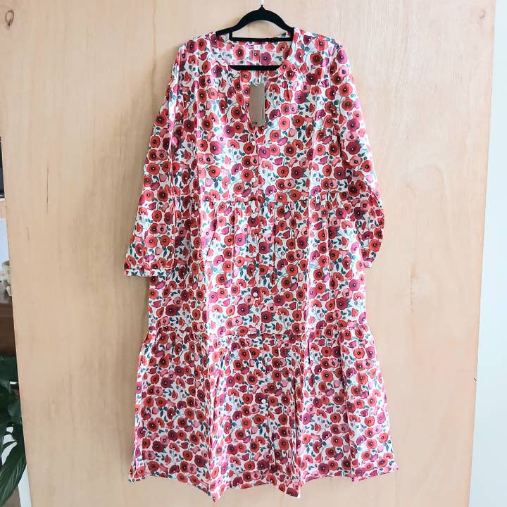 Vestido Corto de Algodón con Cuello en V 66152 Amapola para venta al por mayor de Cinnamon Creations